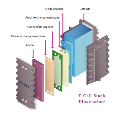 GE E-Cell-3X كومة الكهرباء الصناعية كومة التأين المياه النظيفة للغاية Edi Module السيليكا SiO2 < 1.0 Mg/l < 1.0 Ppm