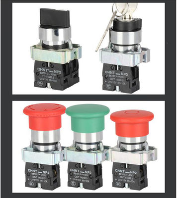 Chint زر التحكم NP2 التحكم الكهربائية الصناعية مضيئة رئيس دافق 24V 230V 1NO1NC