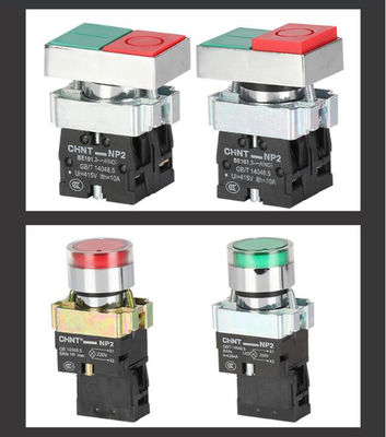 Chint زر التحكم NP2 التحكم الكهربائية الصناعية مضيئة رئيس دافق 24V 230V 1NO1NC
